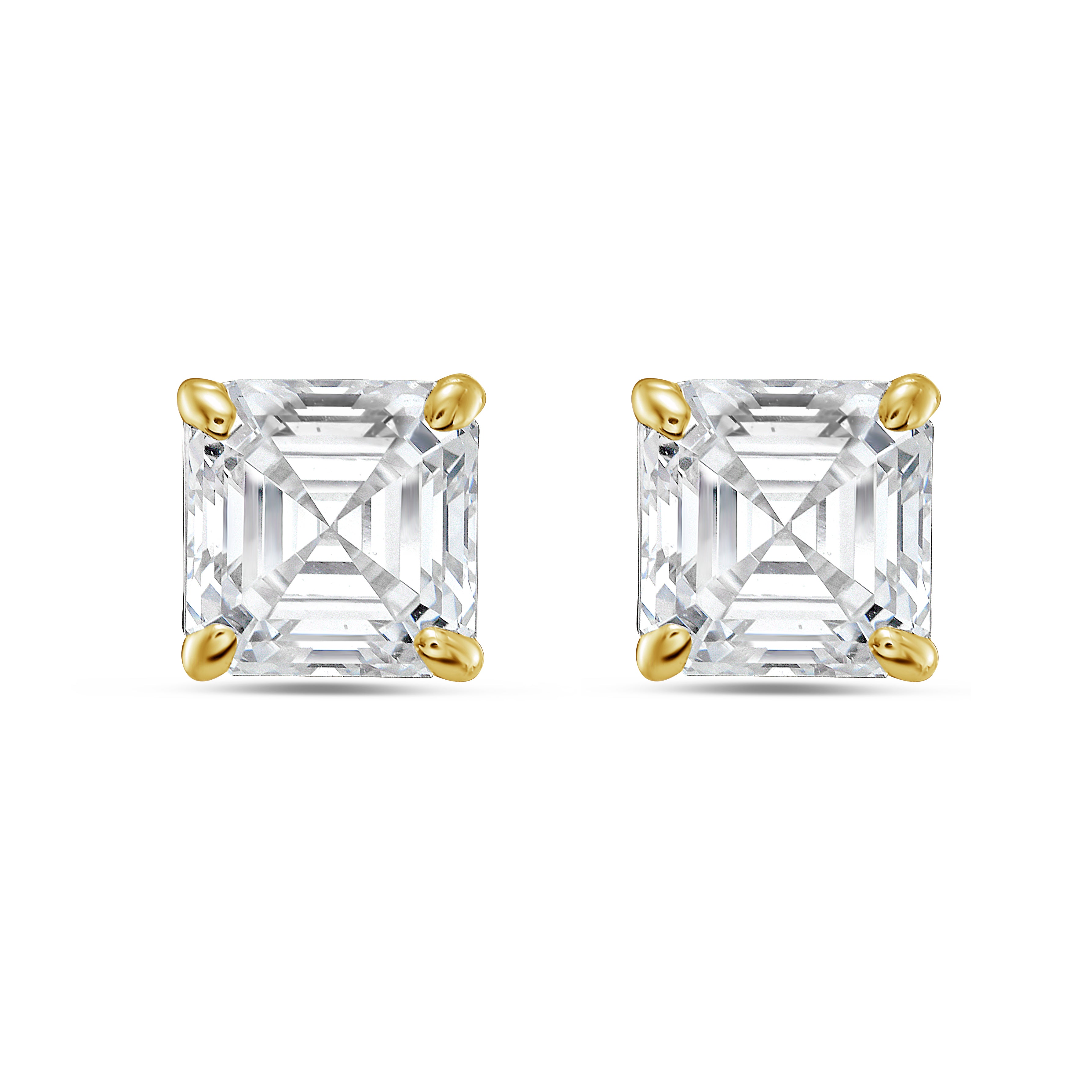 diamond asscher cut earrings