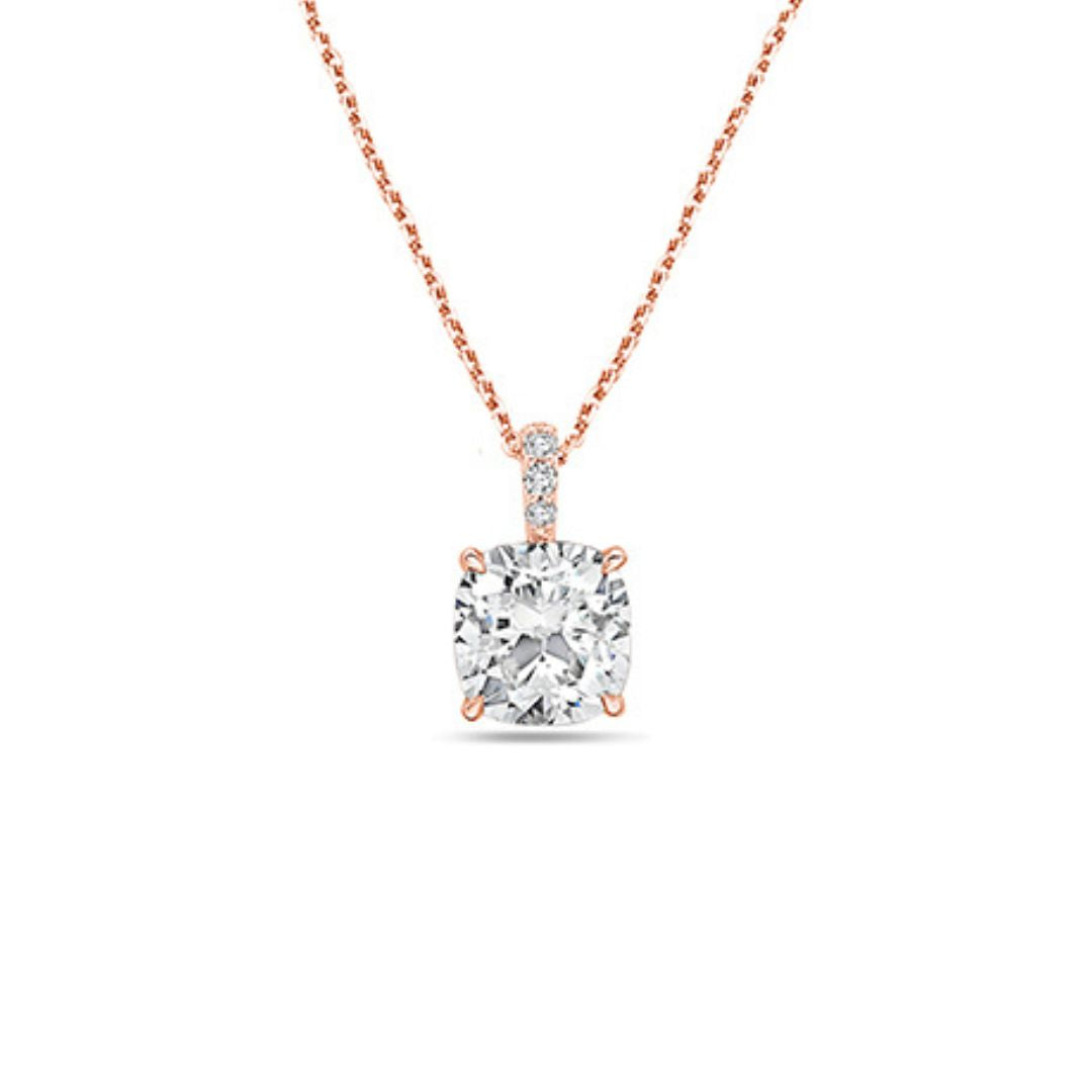 diamond cushion pendant necklace
