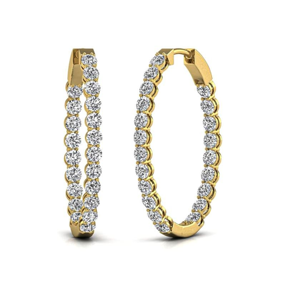 diamond oval hoop earrings white gold