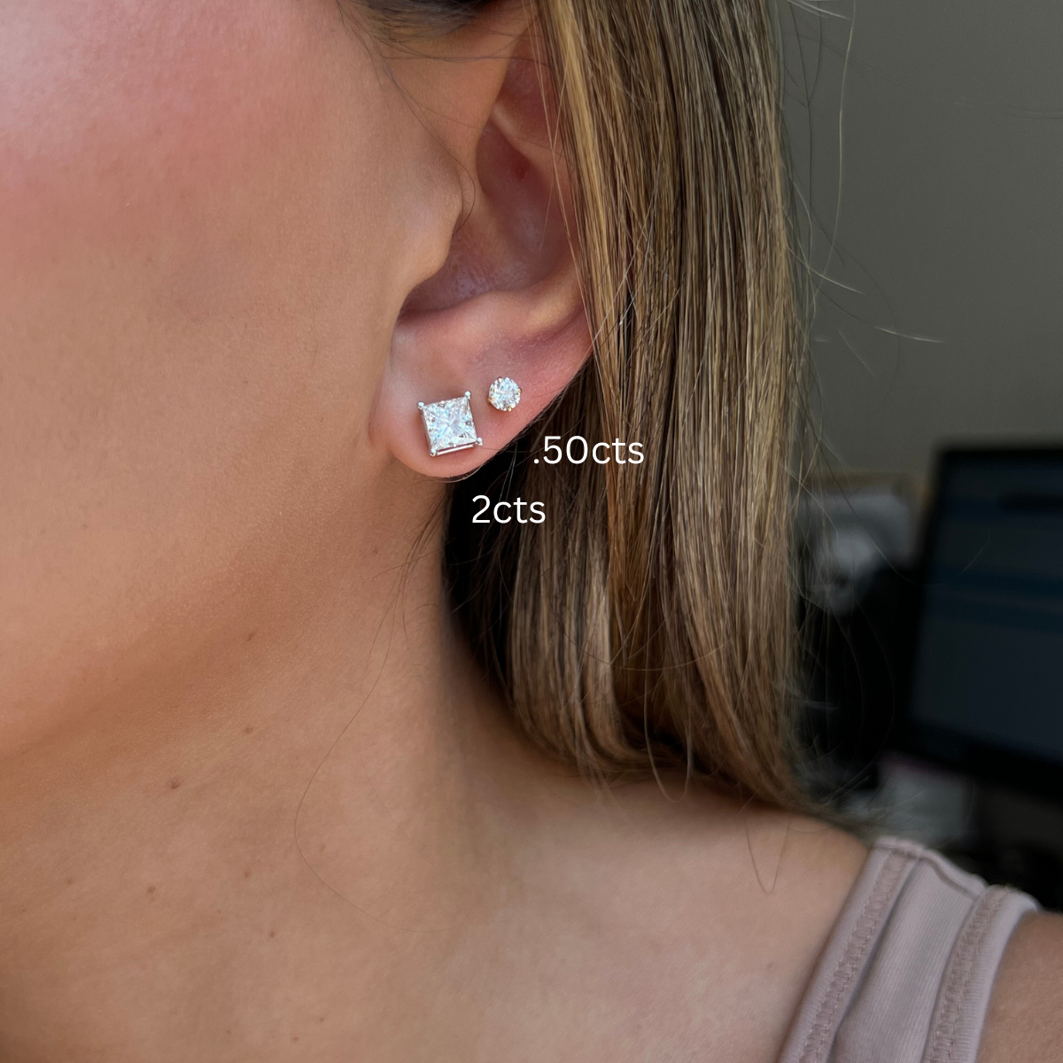 diamond princess cut earrings