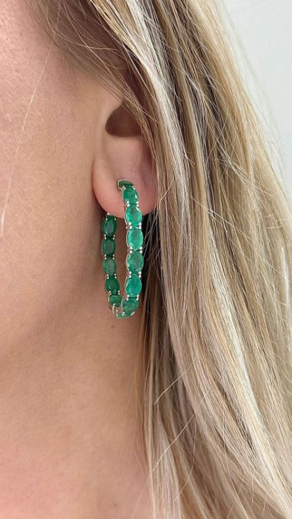Oval Cut Emerald Hoops