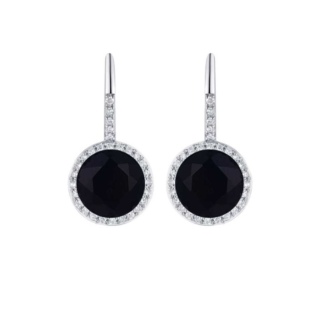 Black Onyx Diamond Drop Earrings