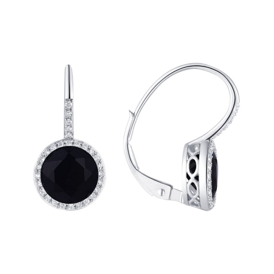 Black Onyx Diamond Drop Earrings