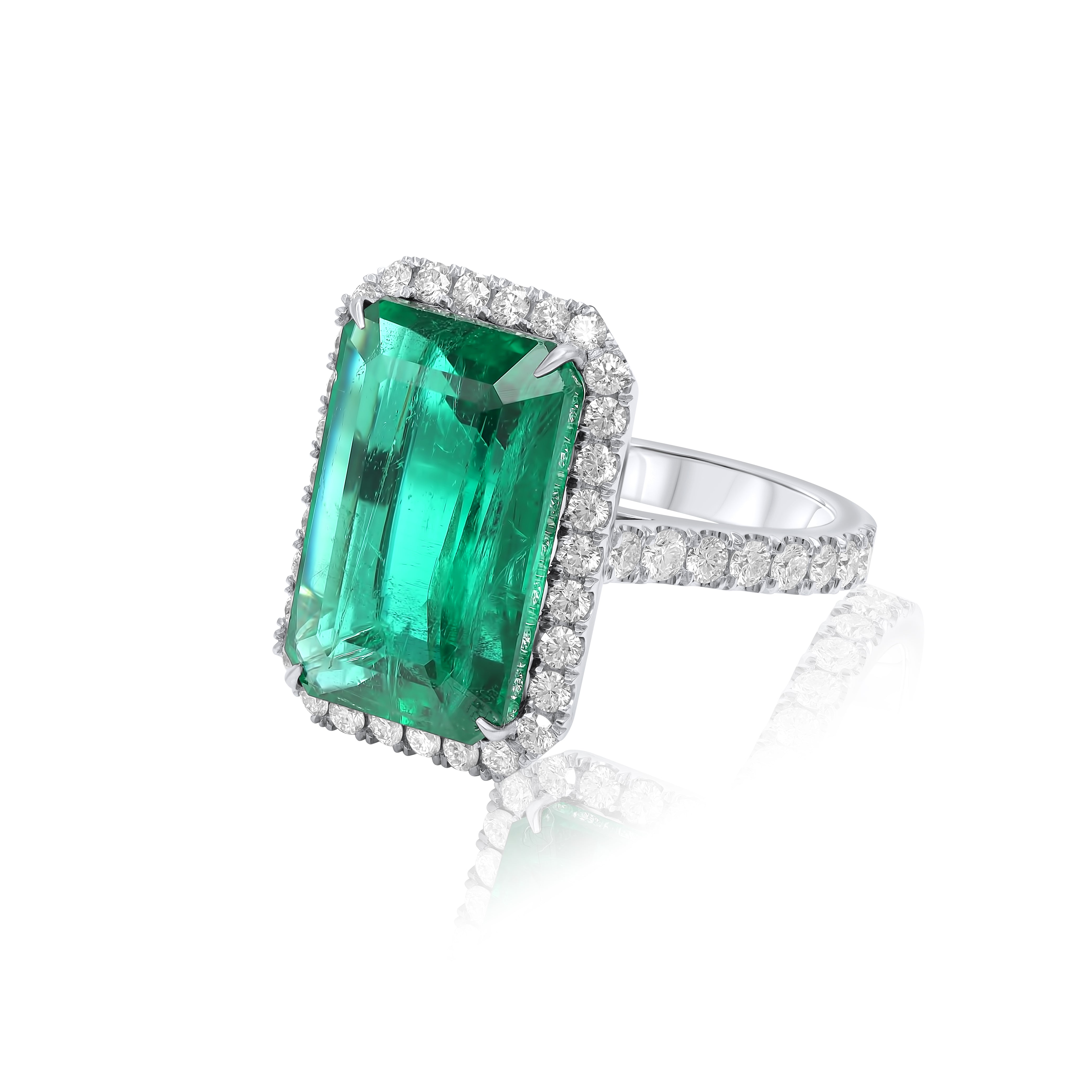 vintage emerald cut halo engagement rings