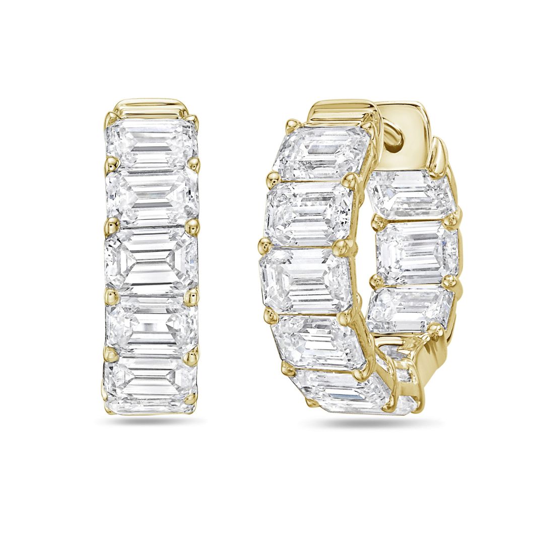 emerald and diamond hoop earrings