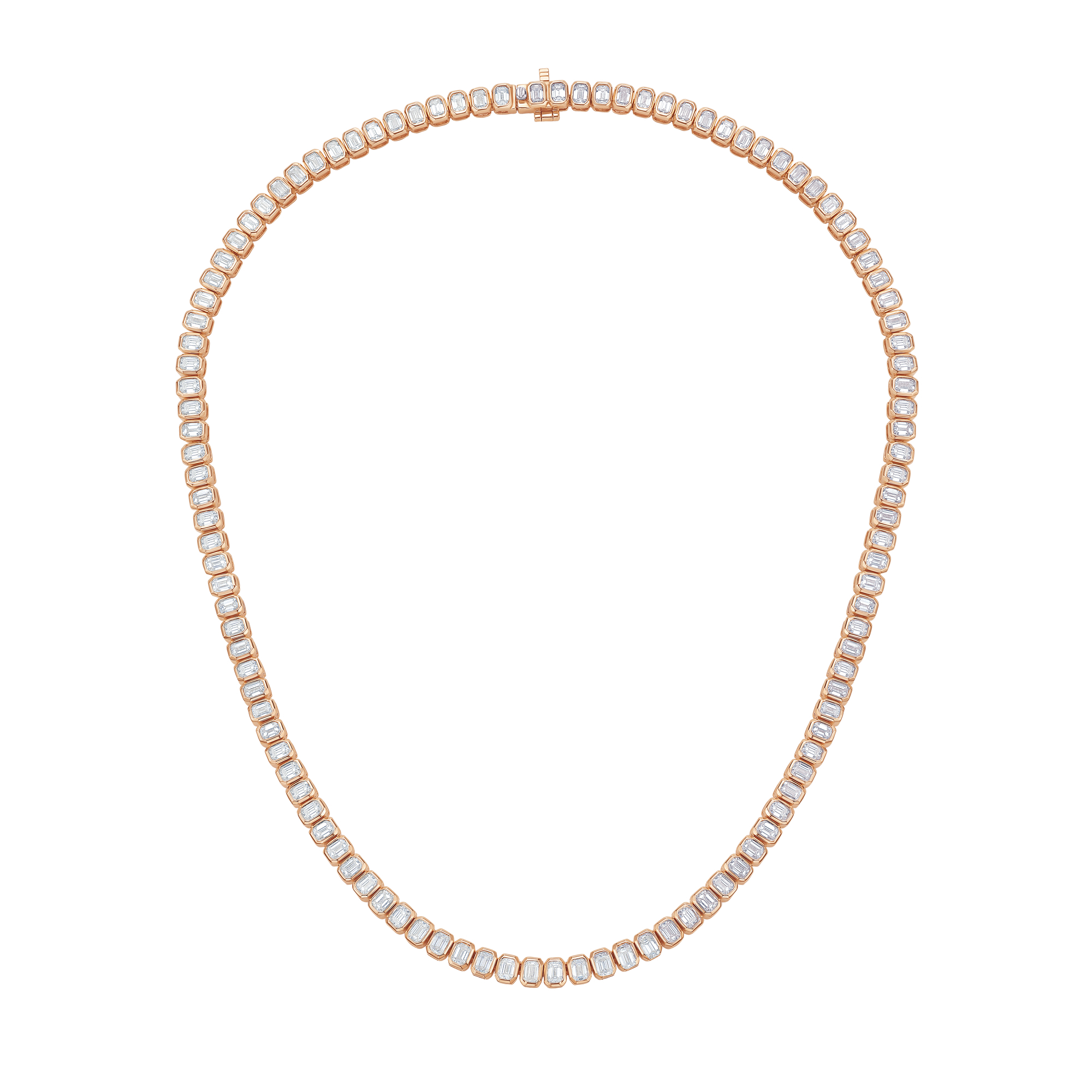 emerald cut bezel tennis necklace