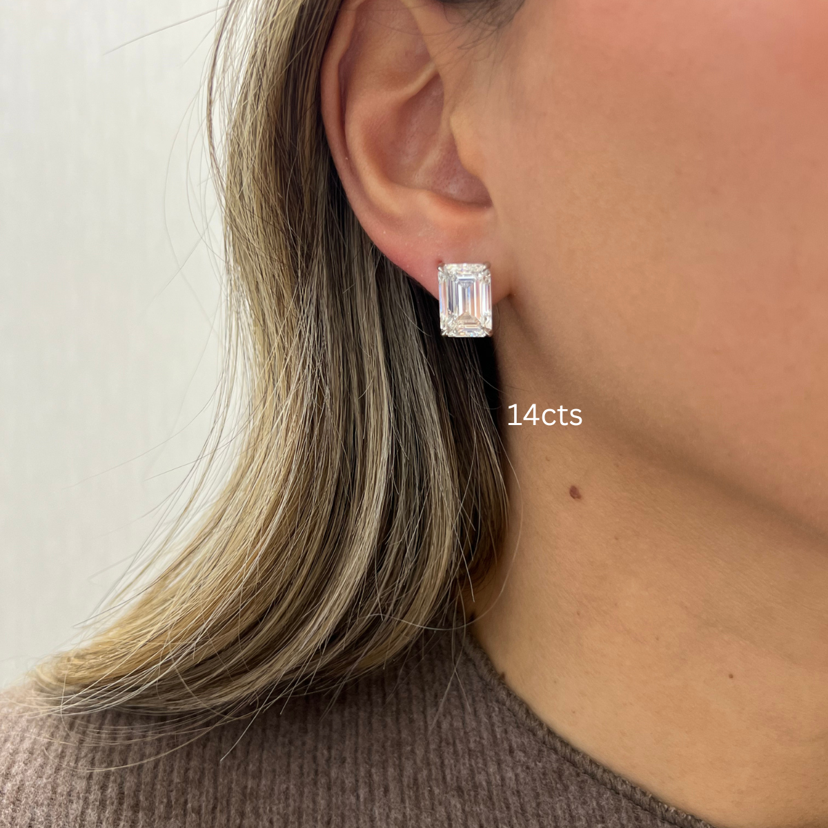 emerald cut diamond earrings