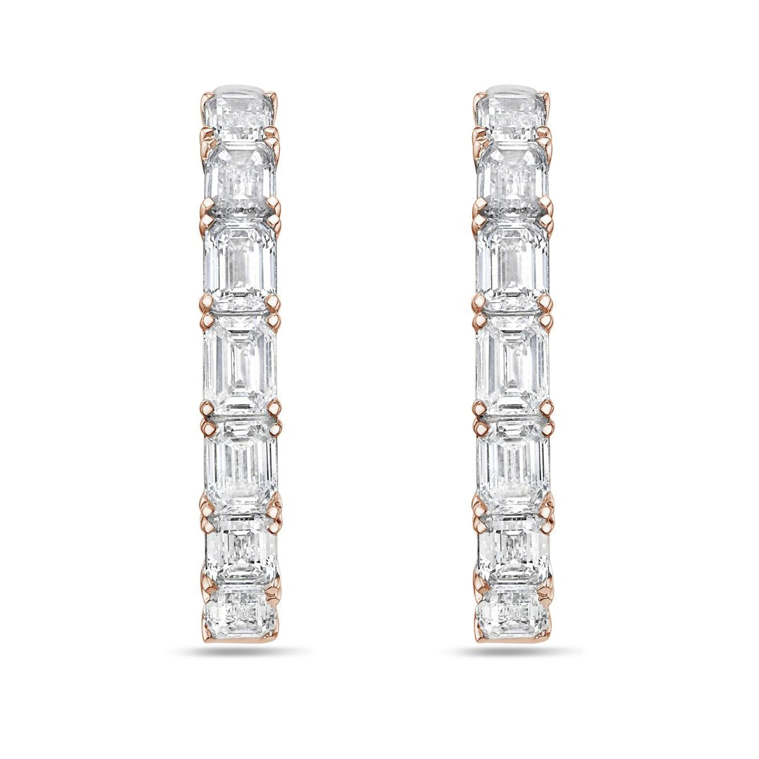 emerald cut diamond hoop earrings