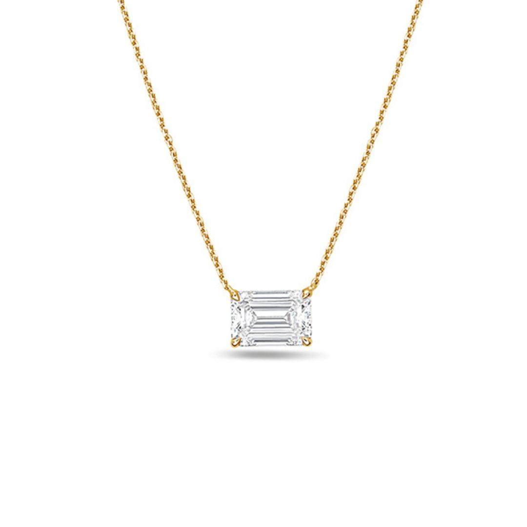 emerald cut diamond necklace