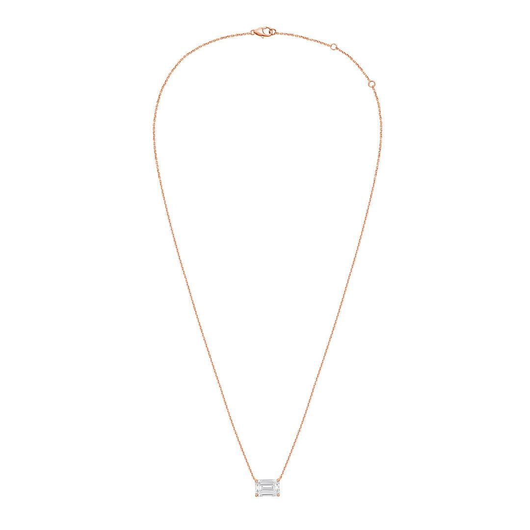 emerald cut diamond necklace gold