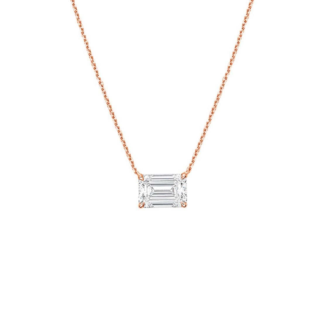 emerald cut diamond pendant necklace