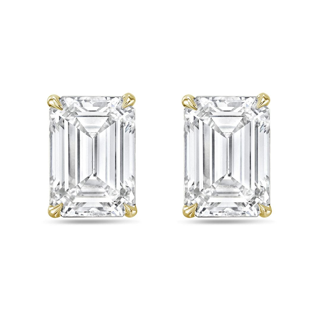 emerald cut diamond stud earrings