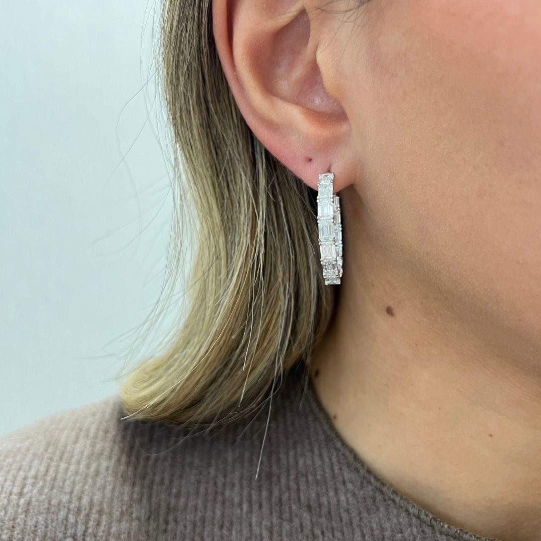 emerald cut hoop earrings