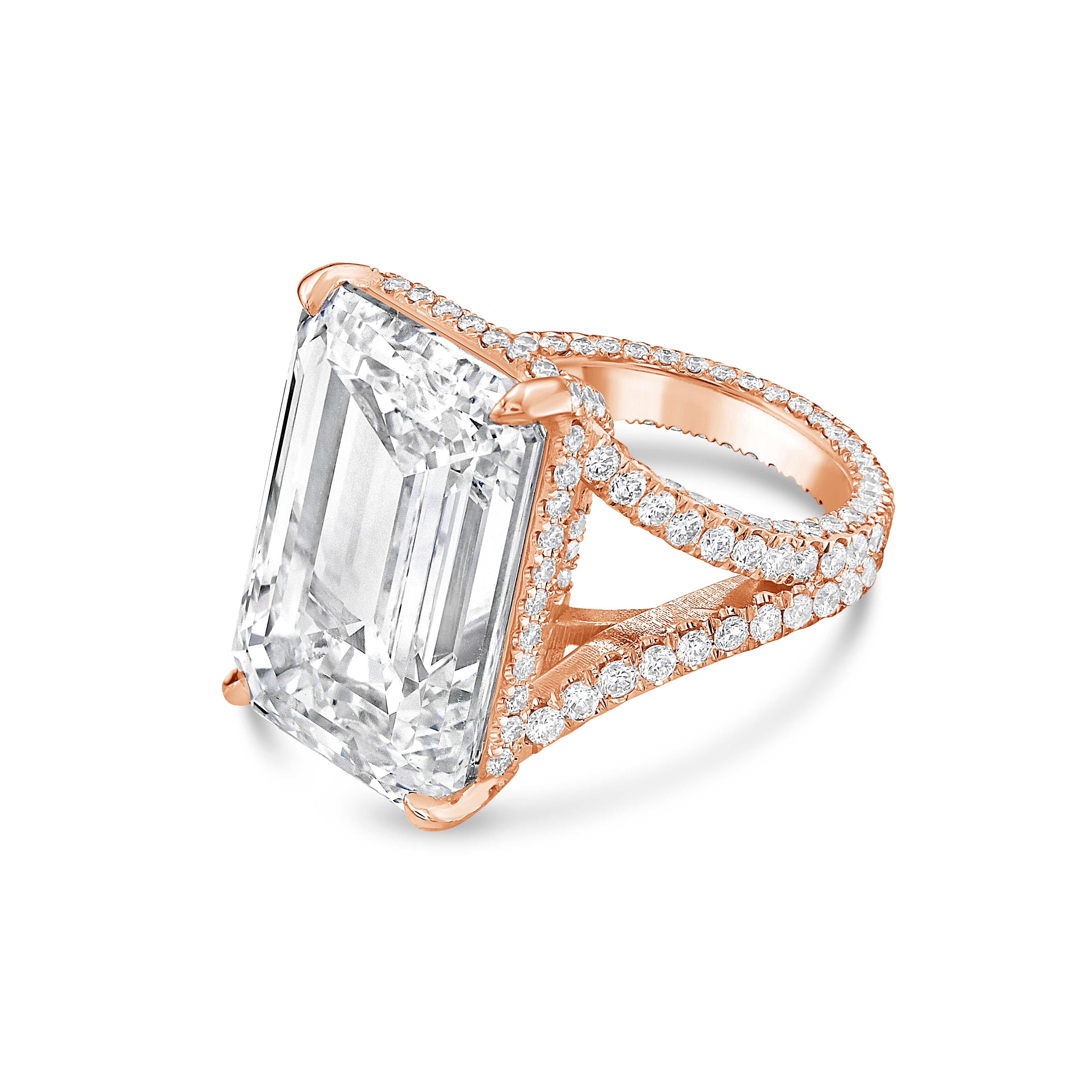 emerald cut split shank engagement rings