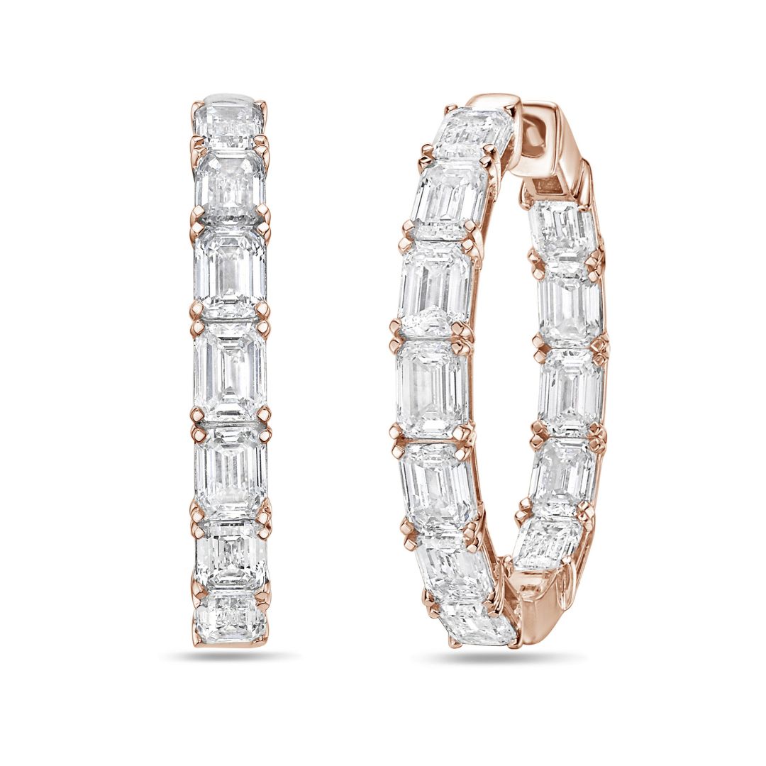 emerald diamond hoop earrings