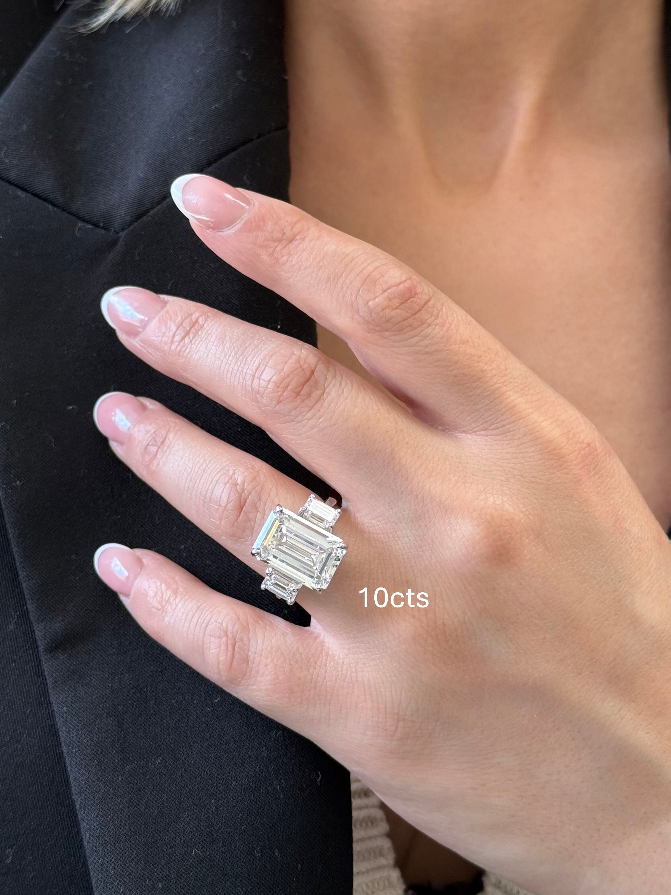 Lab Grown Three Emerald Cut Diamond Ring