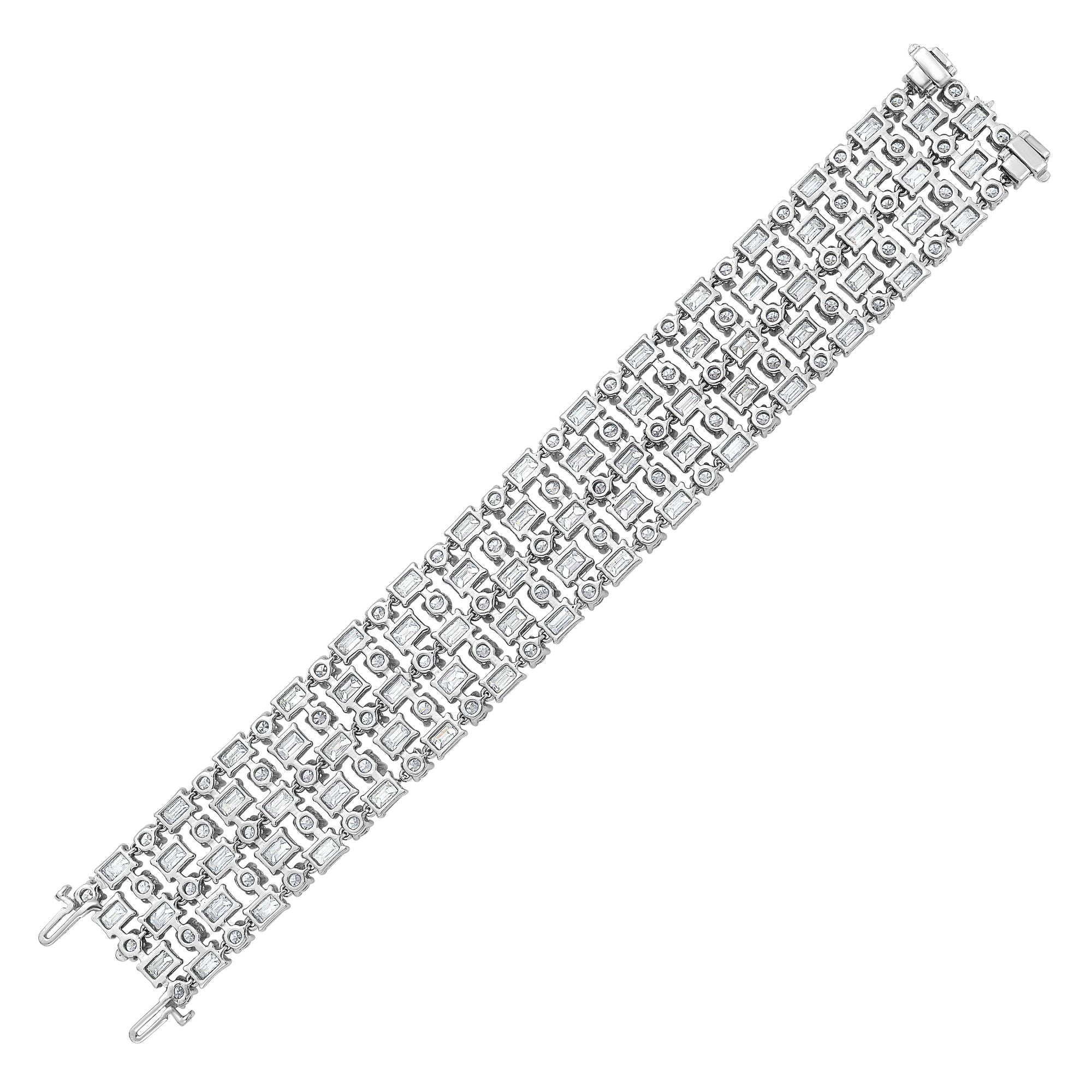 5 Row Multi-Shaped Diamond Tennis Bracelet