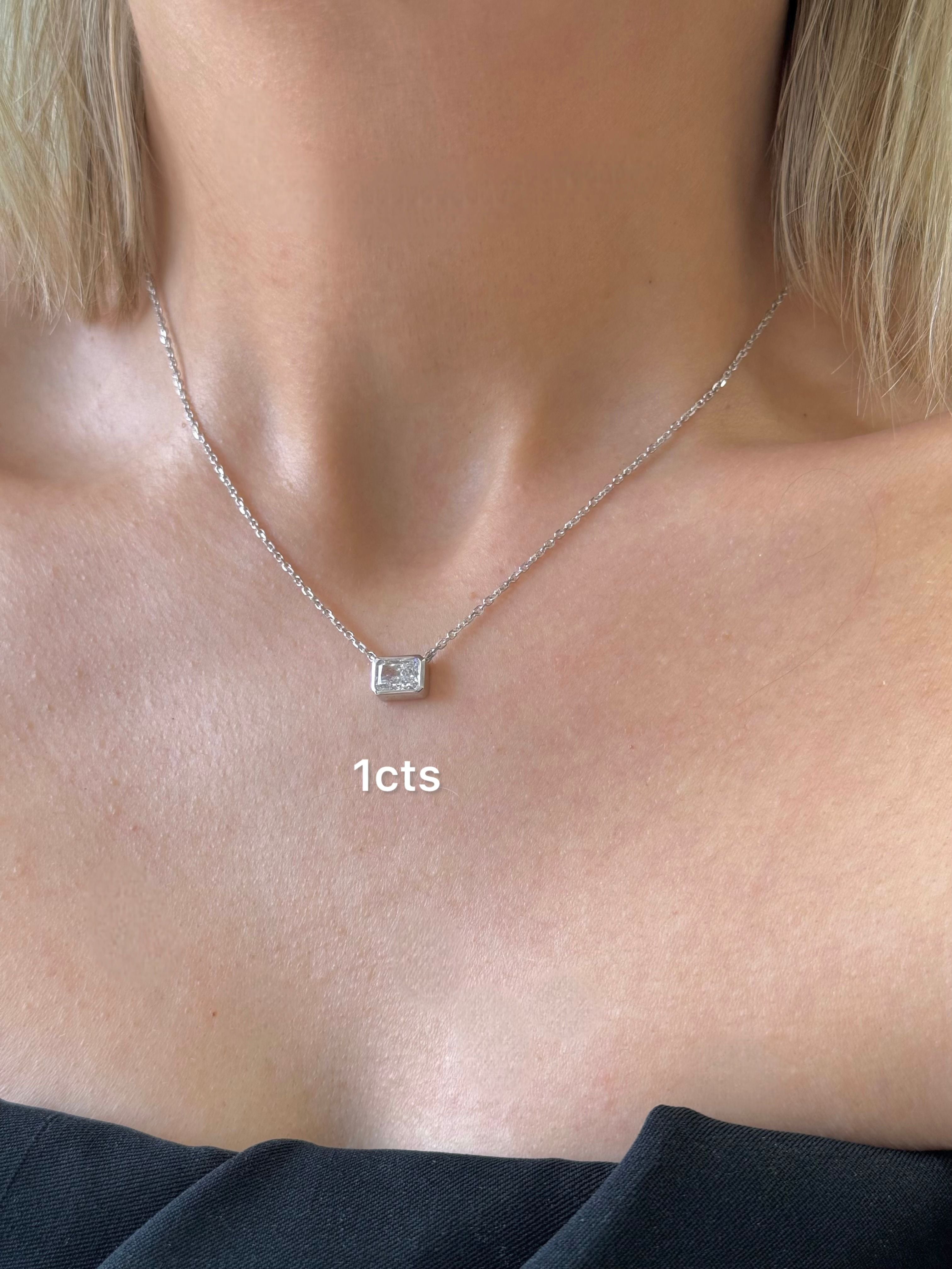 Lab Grown Radiant Diamond Bezel Pendant