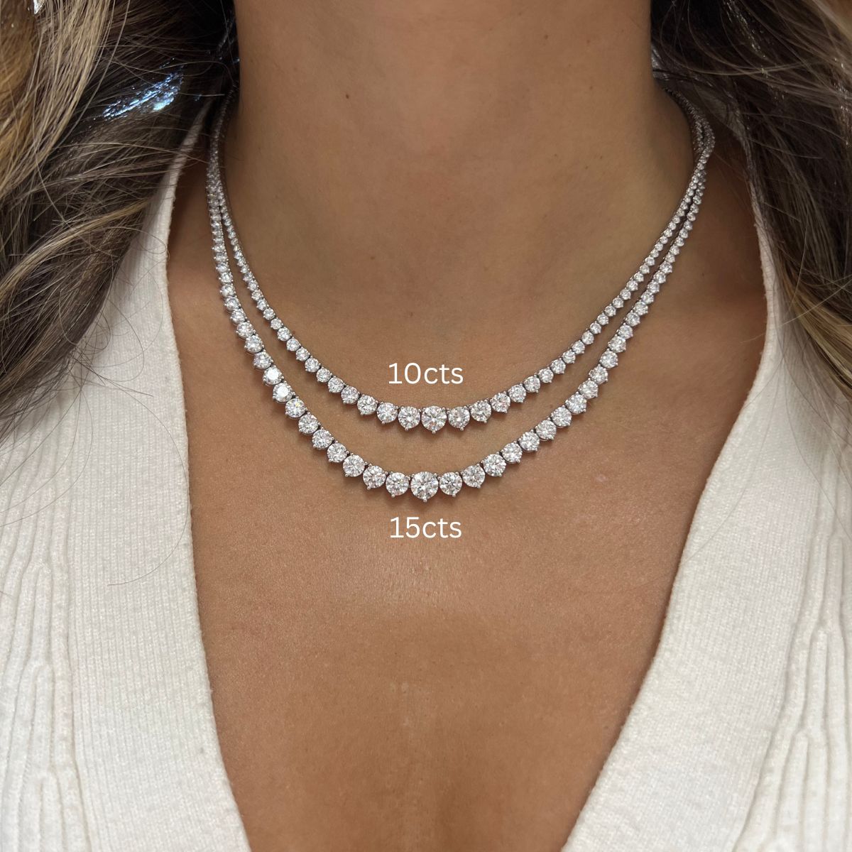 graduated diamond necklace lab grown