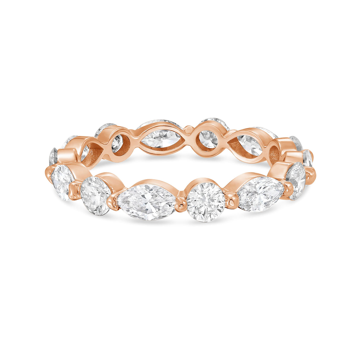Lab-Grown Alternating Marquise and Round Diamond Band, 14K Gold