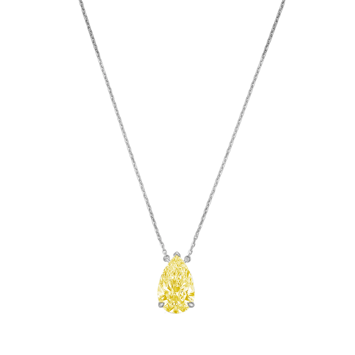 Lab-Grown Yellow Pear Diamond Solitaire Pendant, 14k Gold