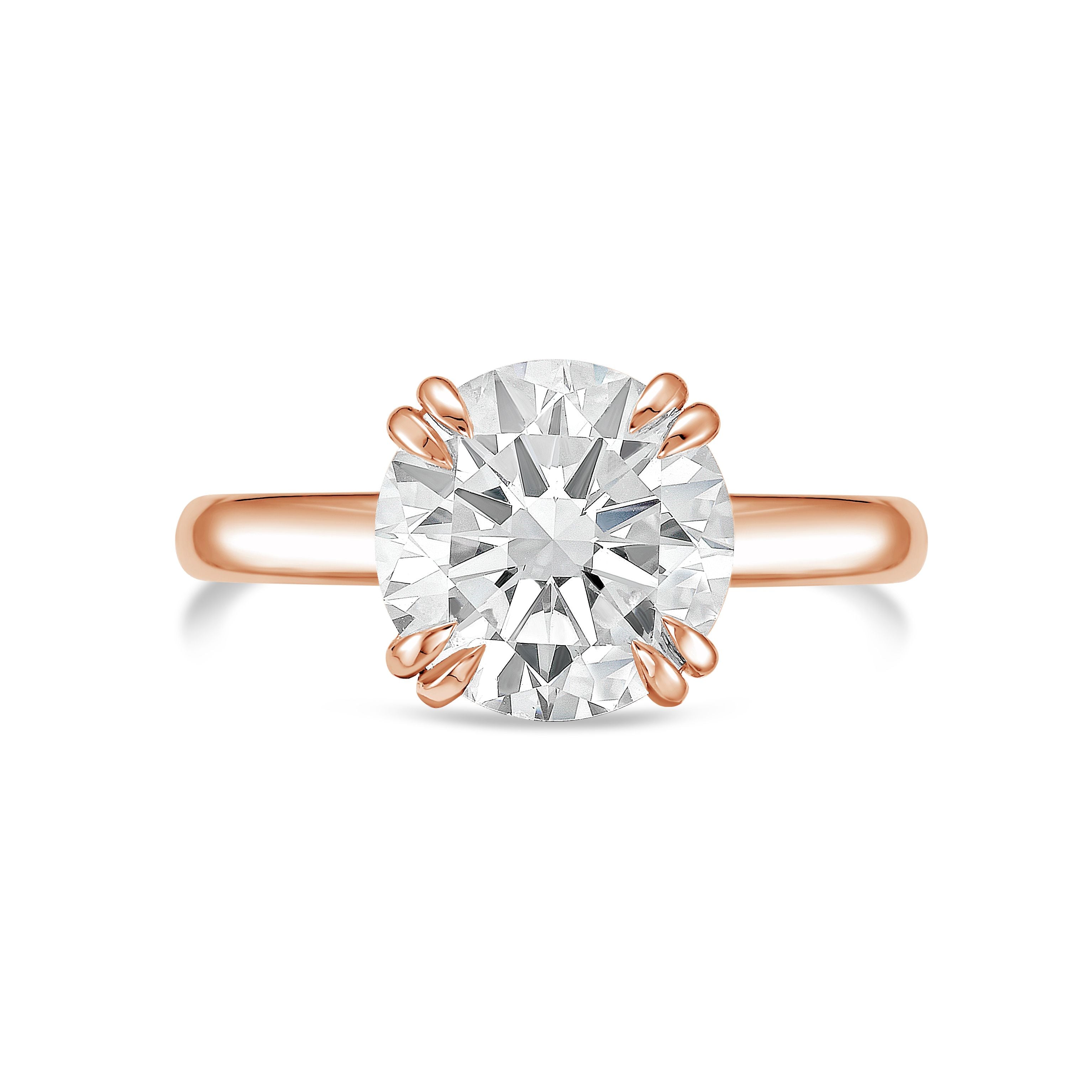 Lab Grown Round Solitaire Split Claw Engagement Ring