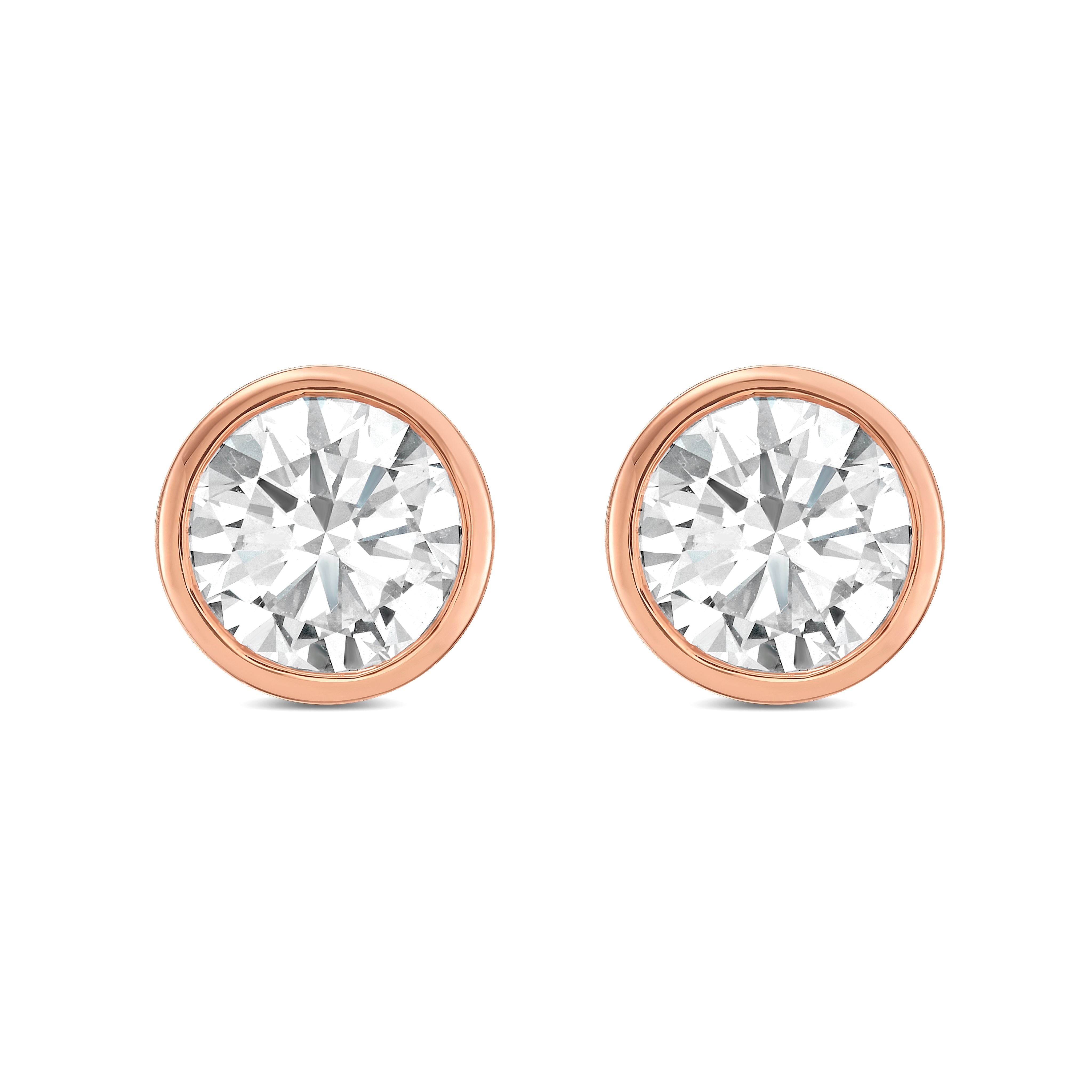 Lab Grown Bezel Round Diamond Studs