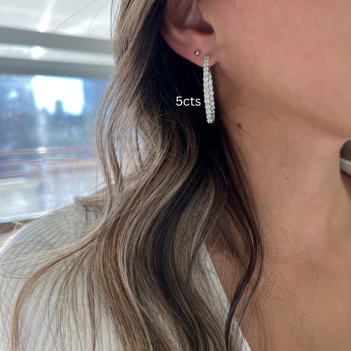 inside out diamond oval hoop earrings