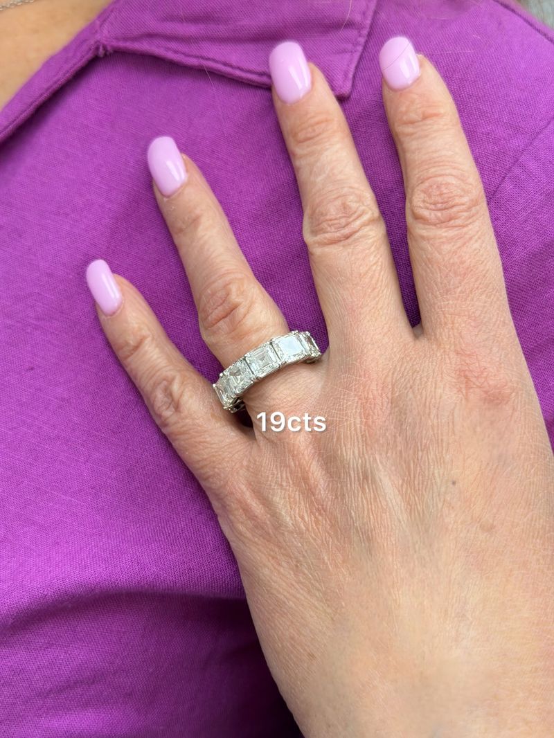 Lab-Grown Asscher Eternity Band, 14k Gold