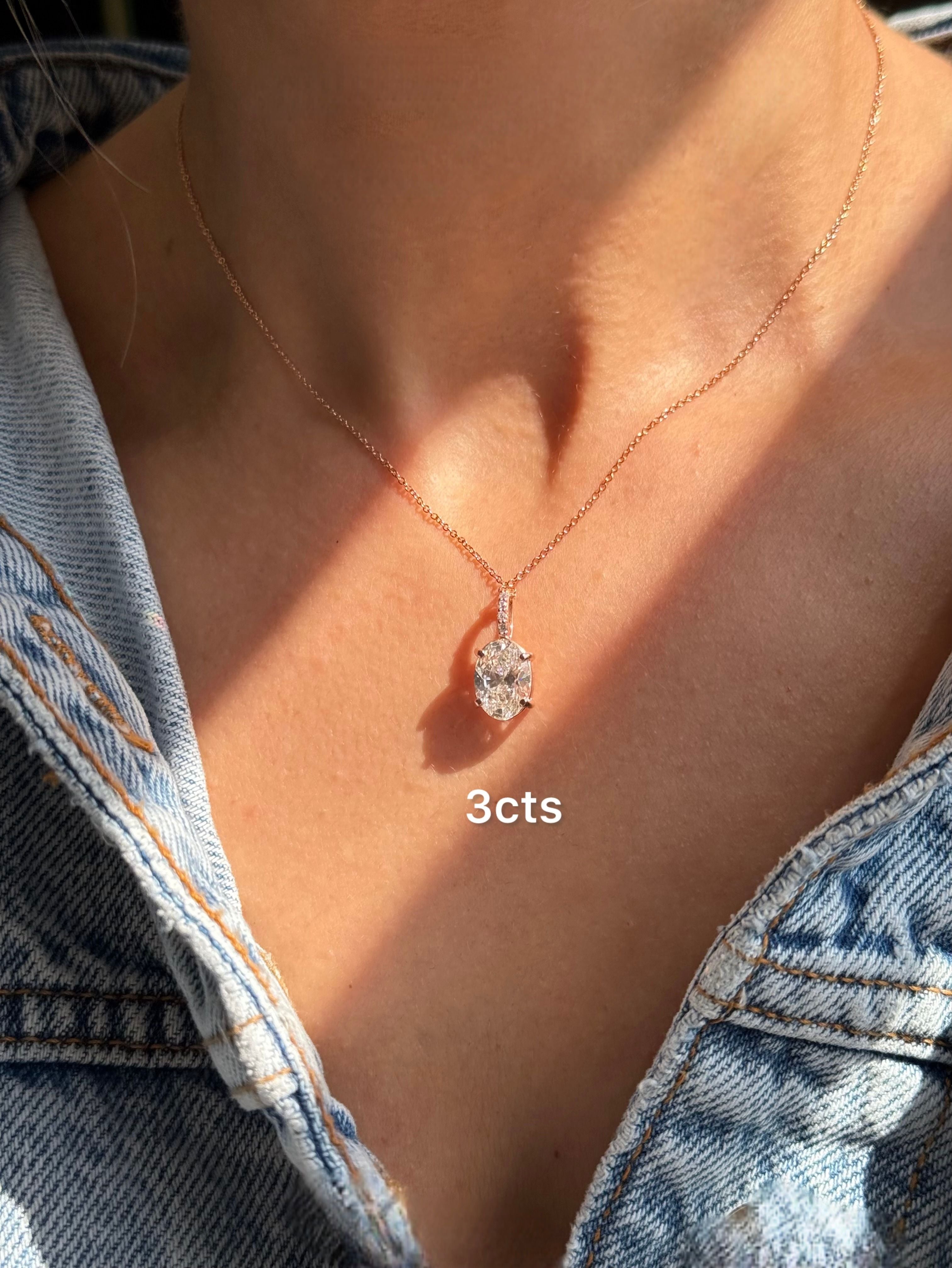 Lab Grown Oval Diamond Pendant