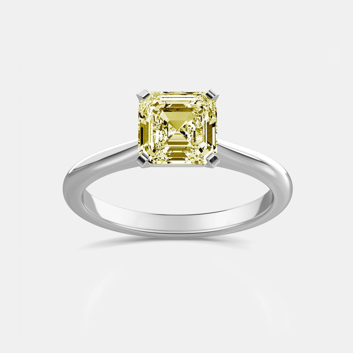 Lab-Grown Yellow Asscher-Cut Solitaire Diamond Engagement Ring, 14K Gold