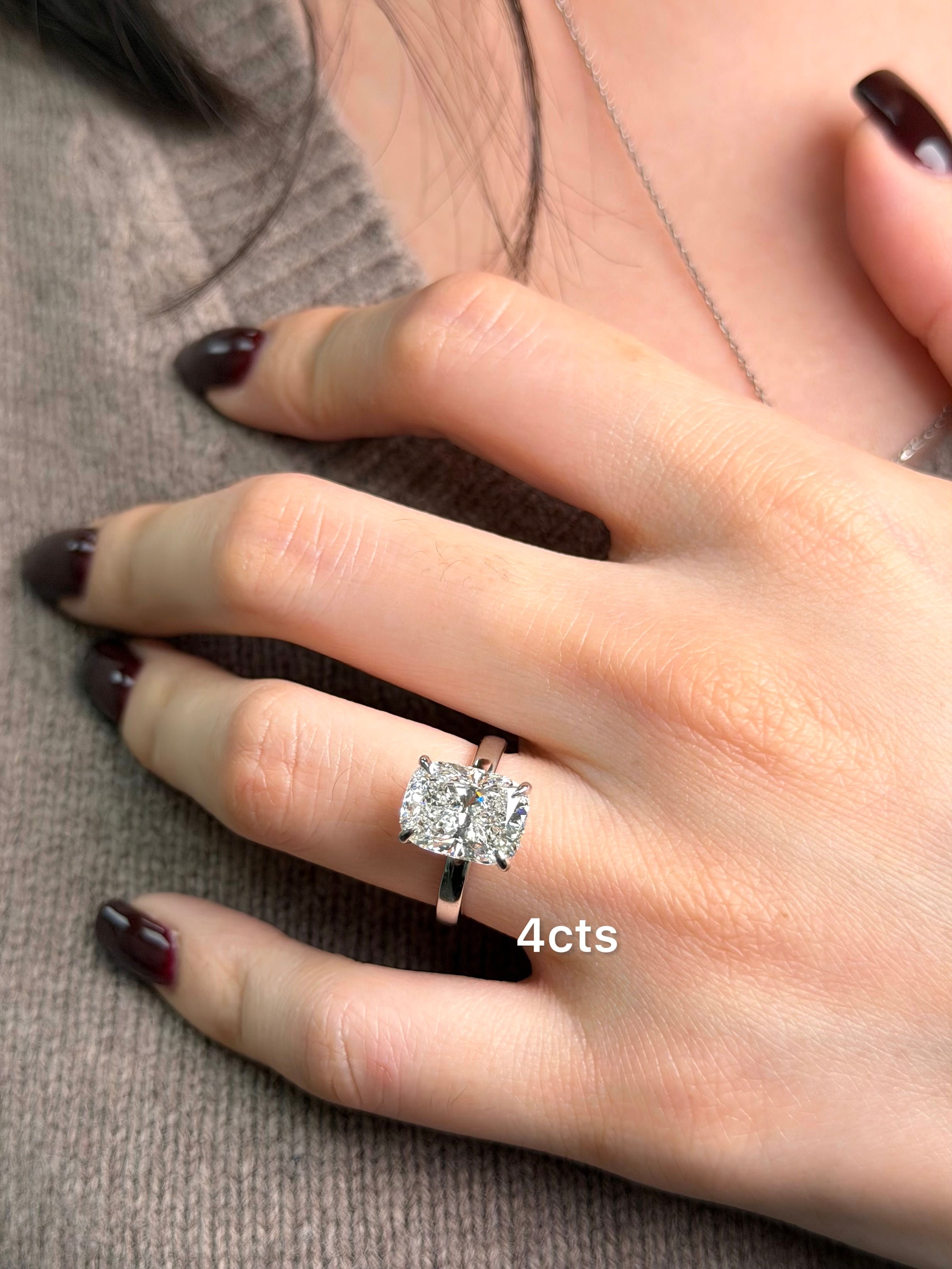 Lab Grown Cushion Diamond Engagement Ring