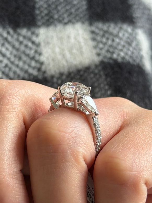 2.44ct Round With Pear Shaped Side Diamonds Ring