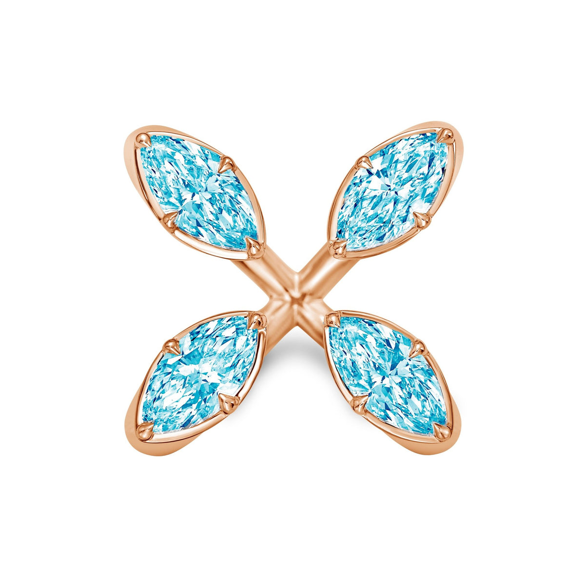 Lab-Grown Blue Marquise Diamond Floating Ring in 14K Rose Gold