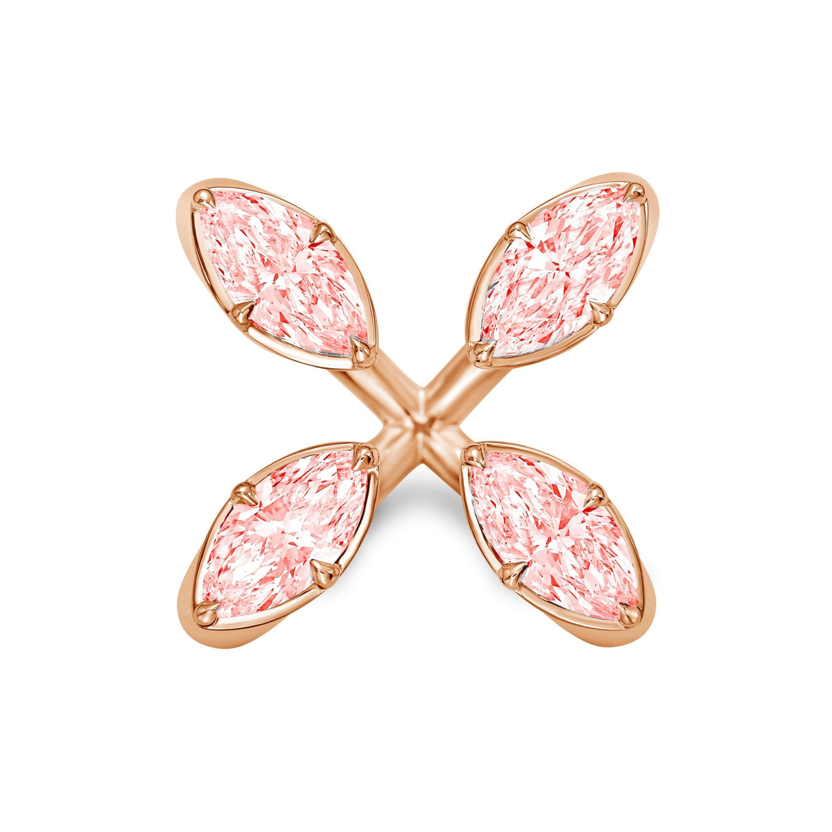 Lab-Grown Pink Marquise Diamond Floating Ring in 14K Rose Gold