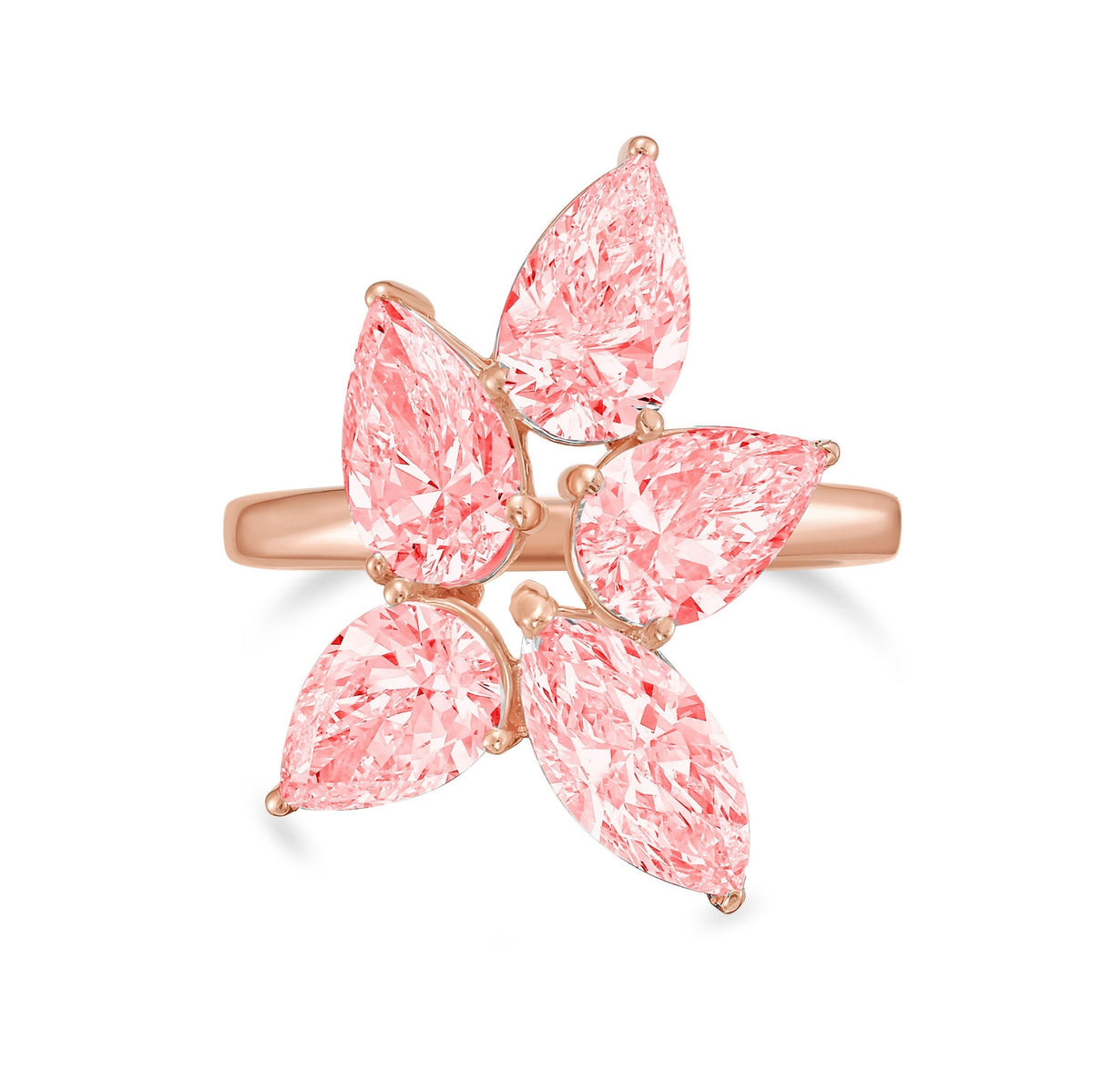 Lab-Grown Pink Multi-Cut Diamond Cluster Ring in 14K Rose Gold