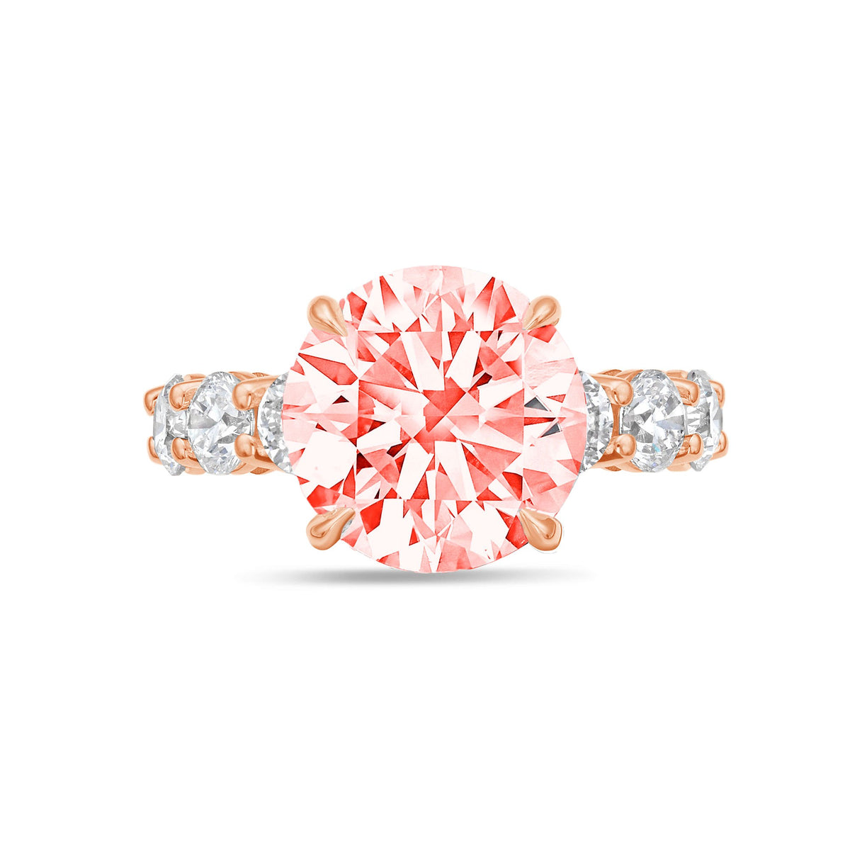Lab-Grown Pink Round Diamond Ring with Full Eternity Band in 14K Rose Gold