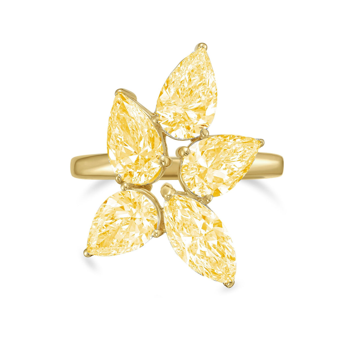 Lab-Grown Yellow Multi-Cut Diamond Cluster Ring in 14K Yellow Gold