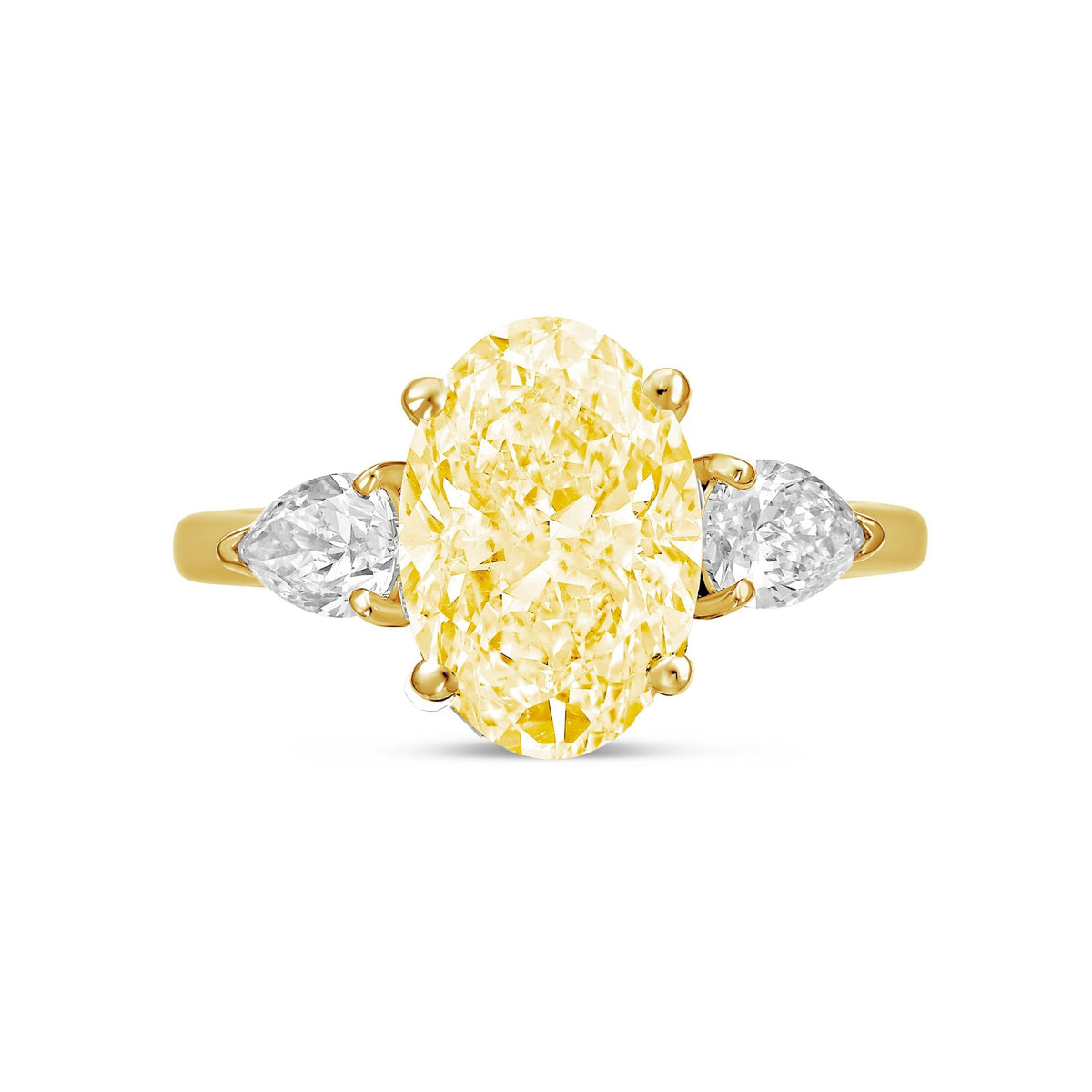 Lab-Grown Yellow Oval Diamond Ring with Pear Sides in 14K Yellow Gold