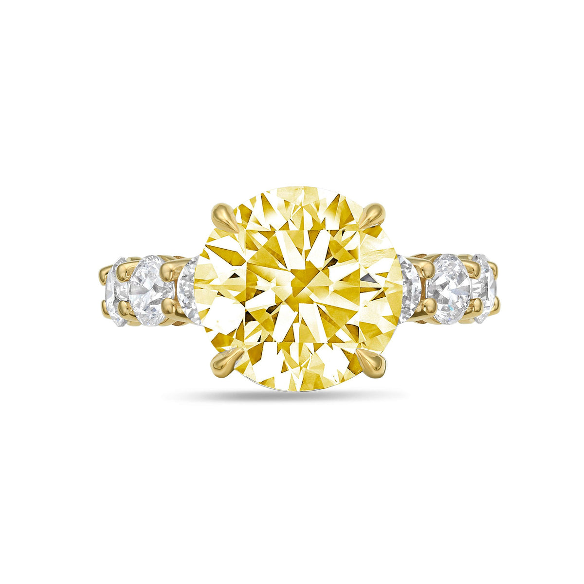 Lab-Grown Yellow Round Half-Eternity Diamond Pave Band Ring in 14K Yellow Gold