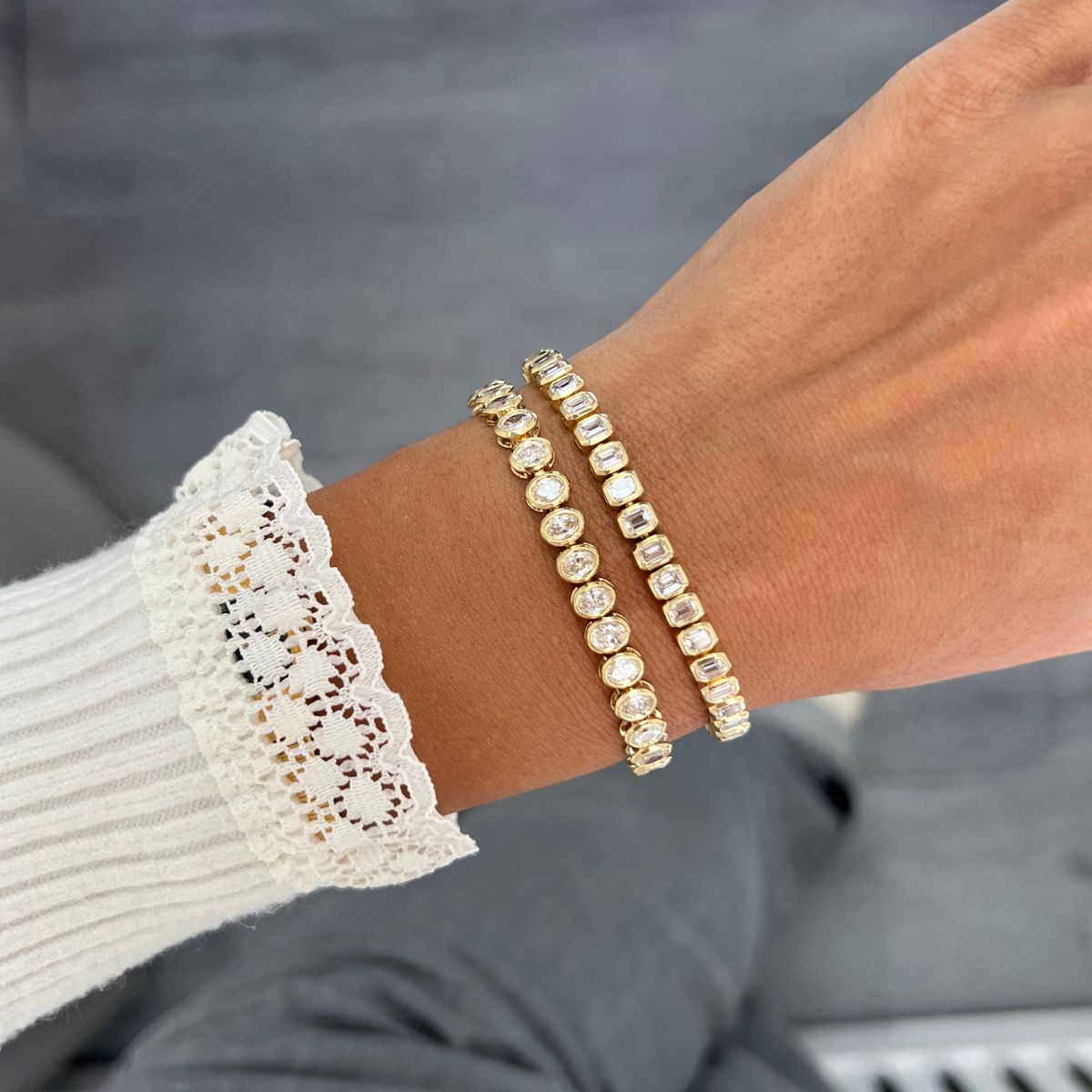 Lab Grown Oval Bezel Tennis Bracelet