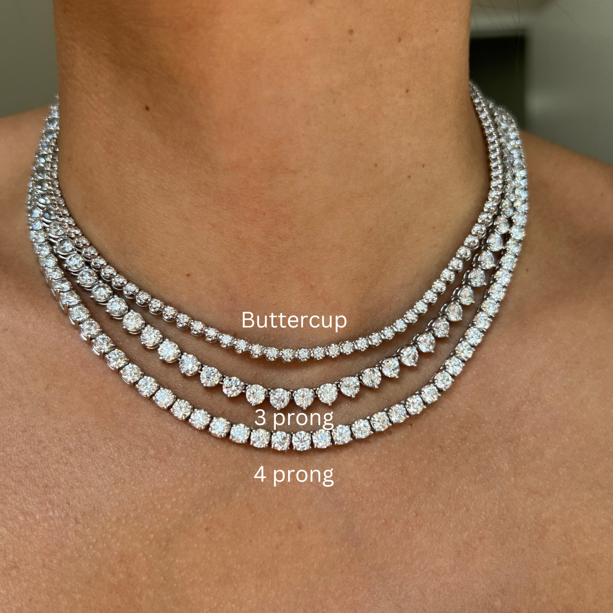 Round Diamond Buttercup Tennis Necklace