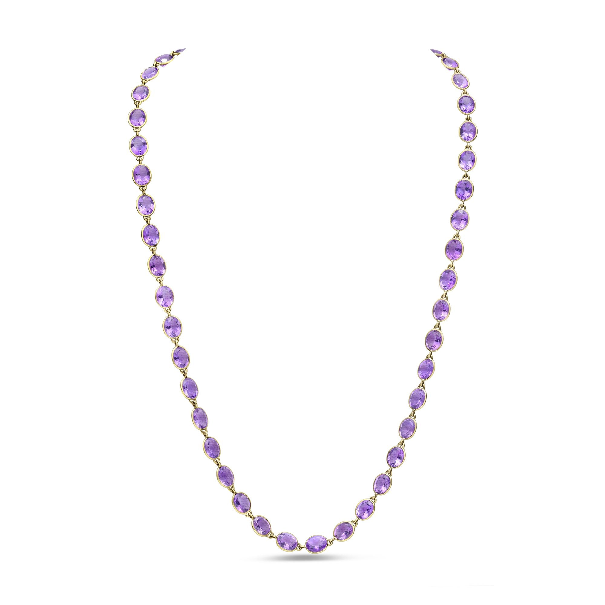 Bezel Set Oval Amethyst Necklace