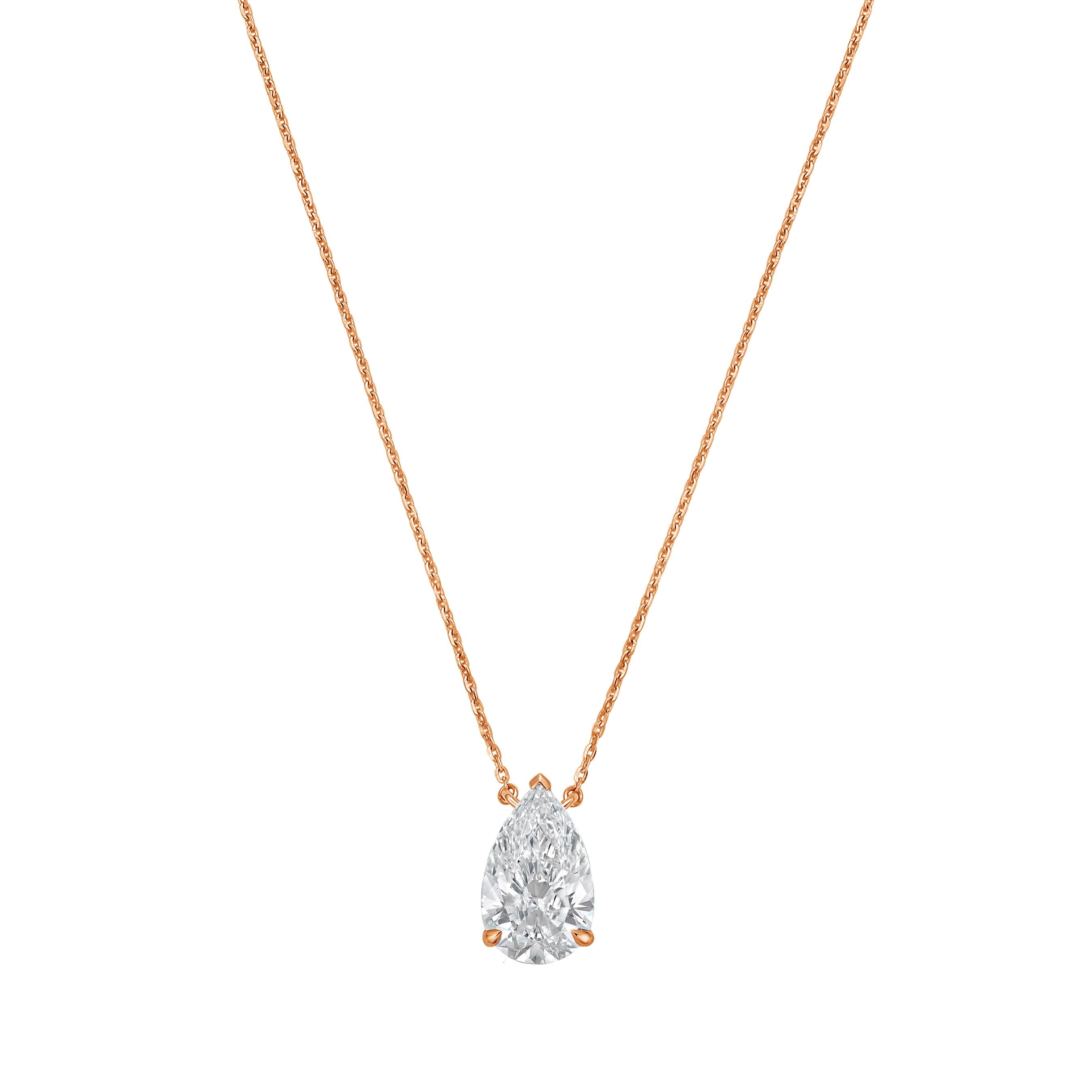 Lab Grown North South Pear Diamond Pendant