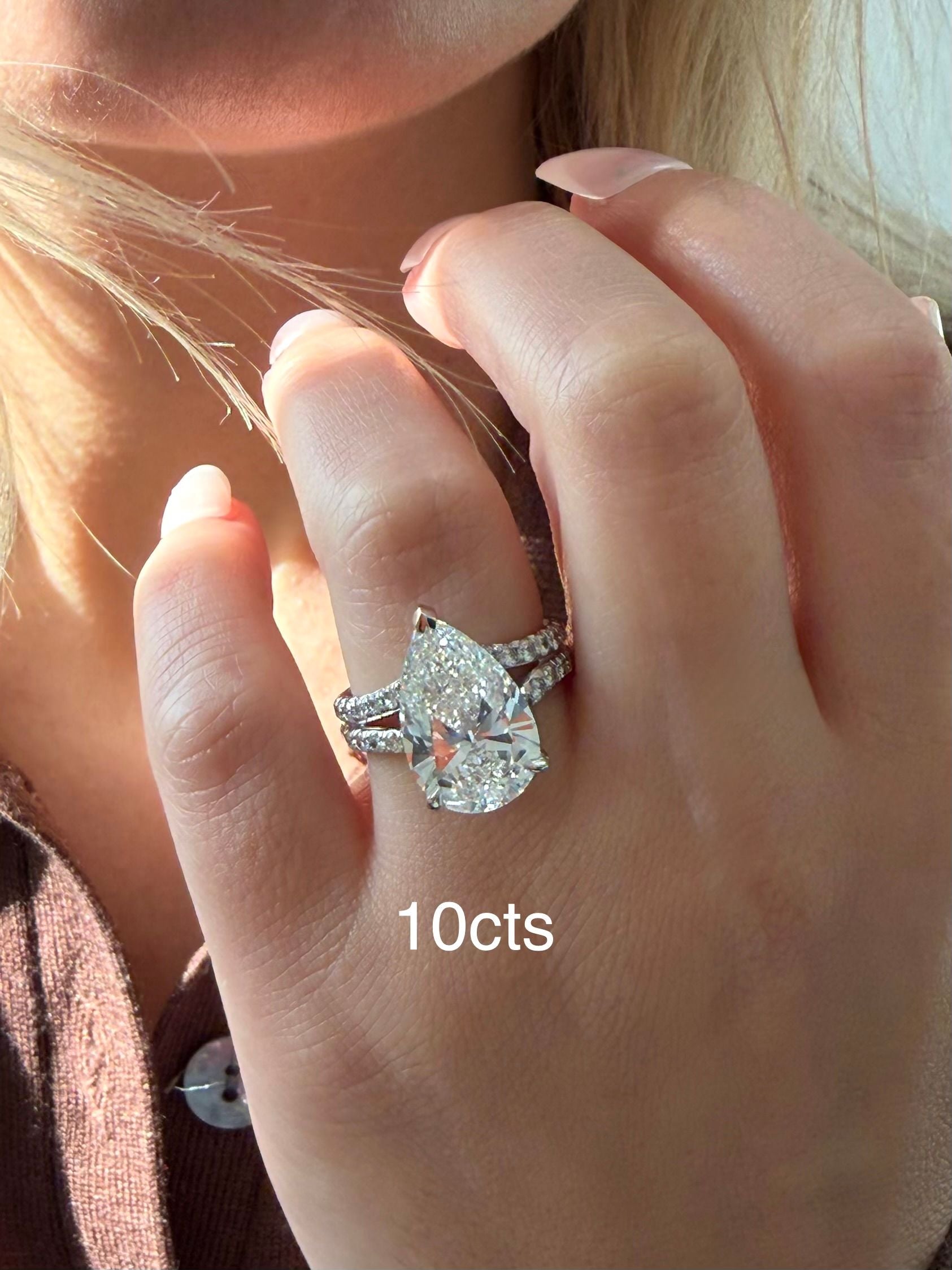 Lab Grown Pear Cut Split Shank Ring