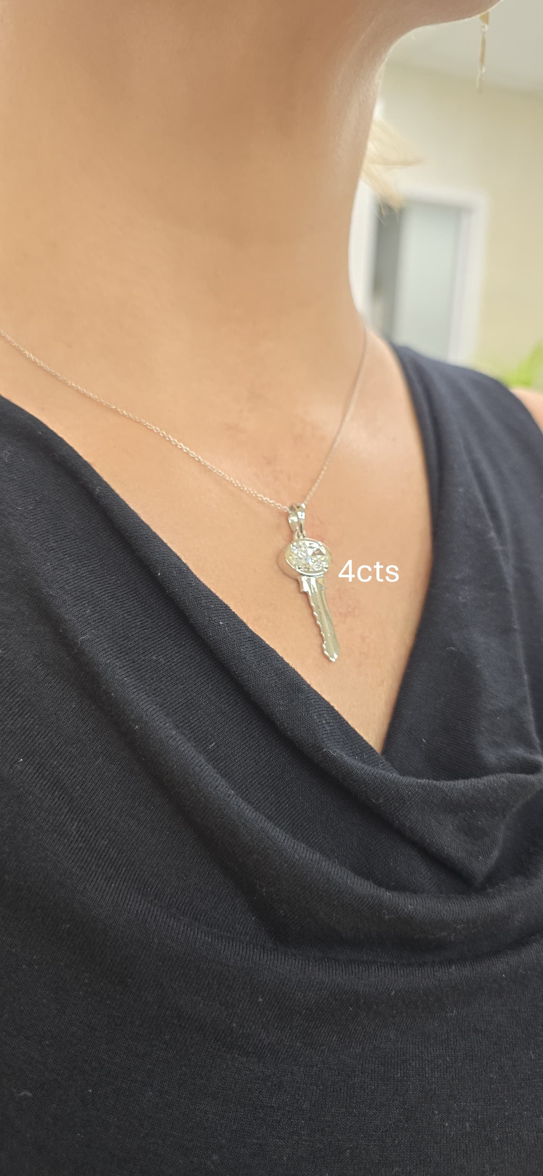 Lab Grown Diamond Accent Key Pendant