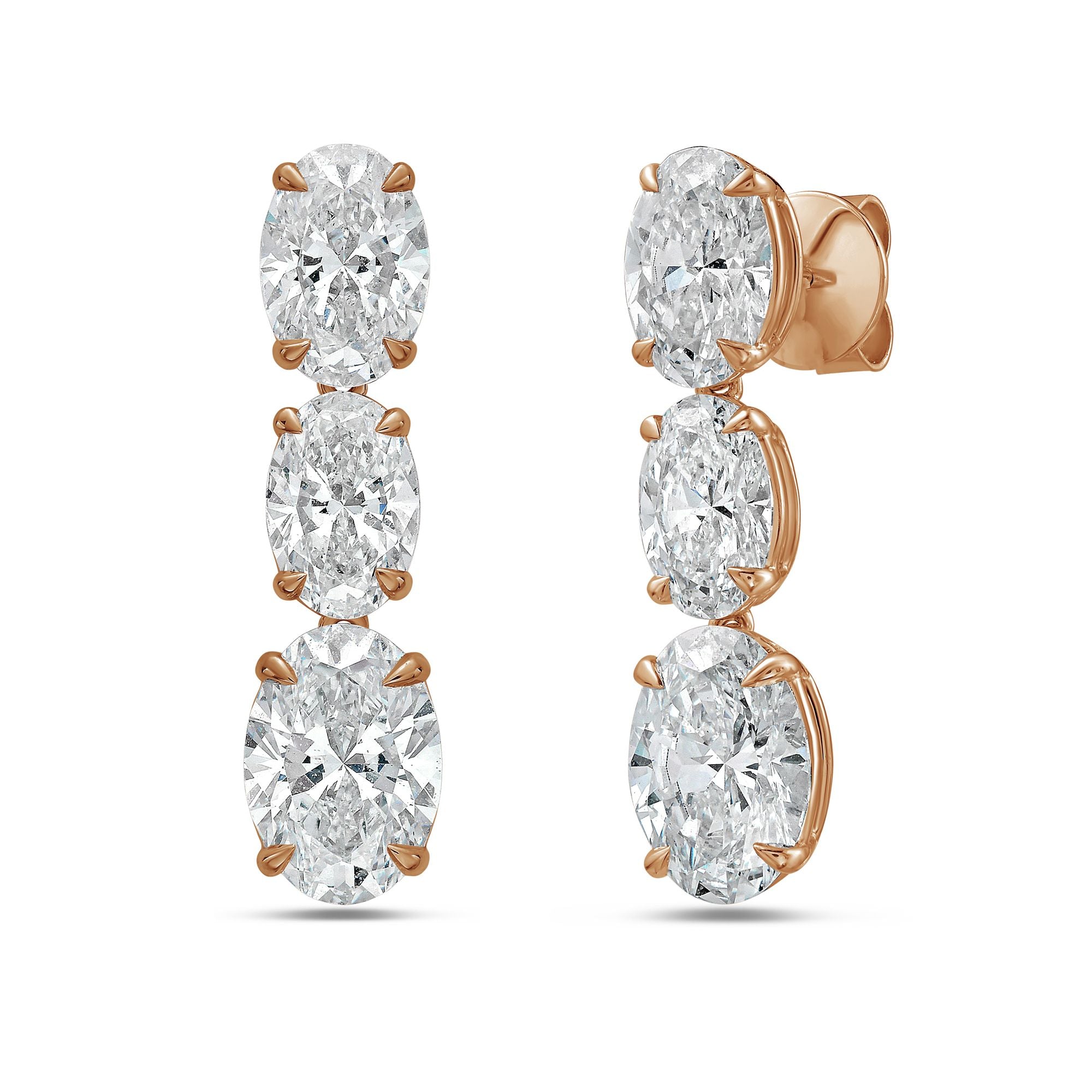 oval diamond earrings rose gold