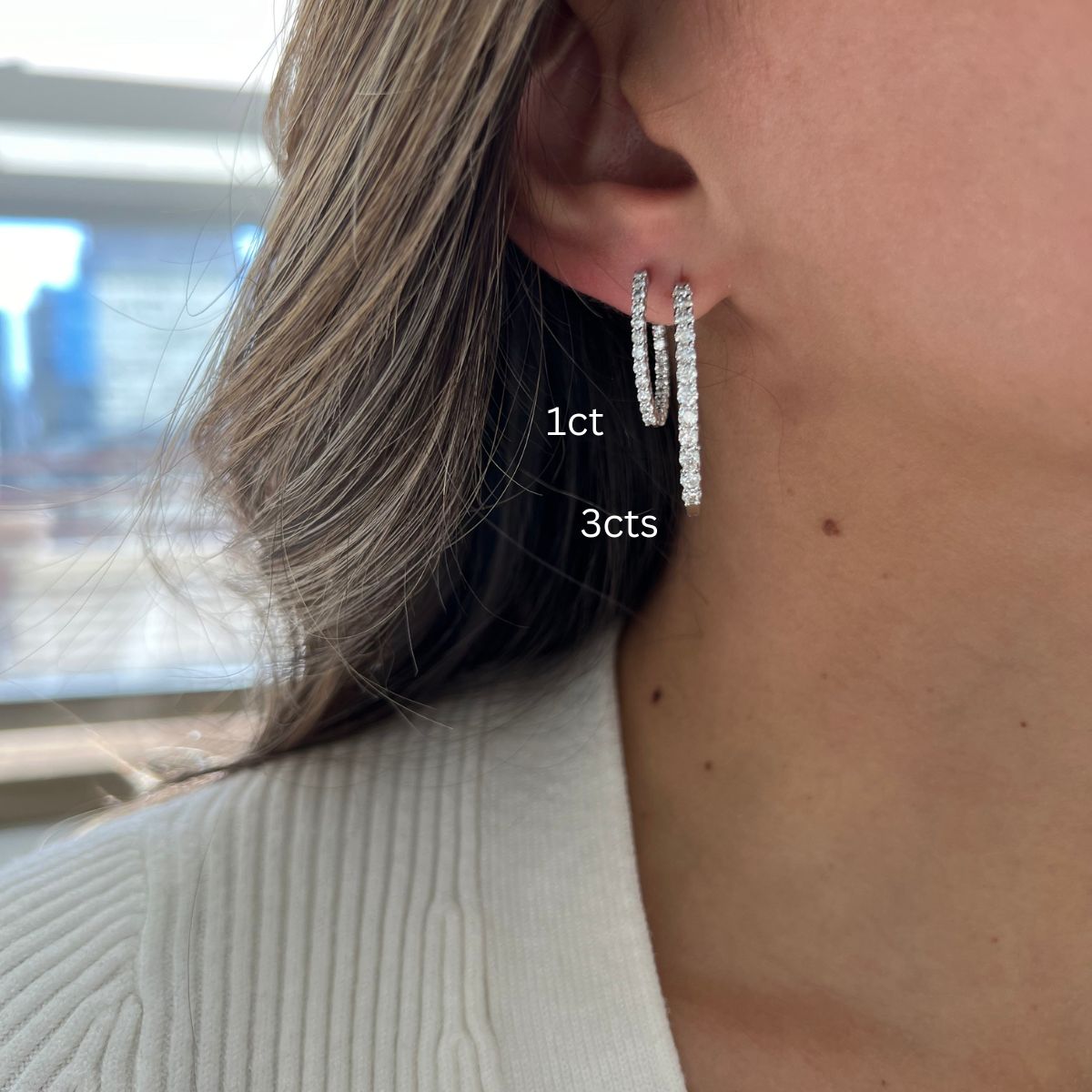 oval diamond hoops
