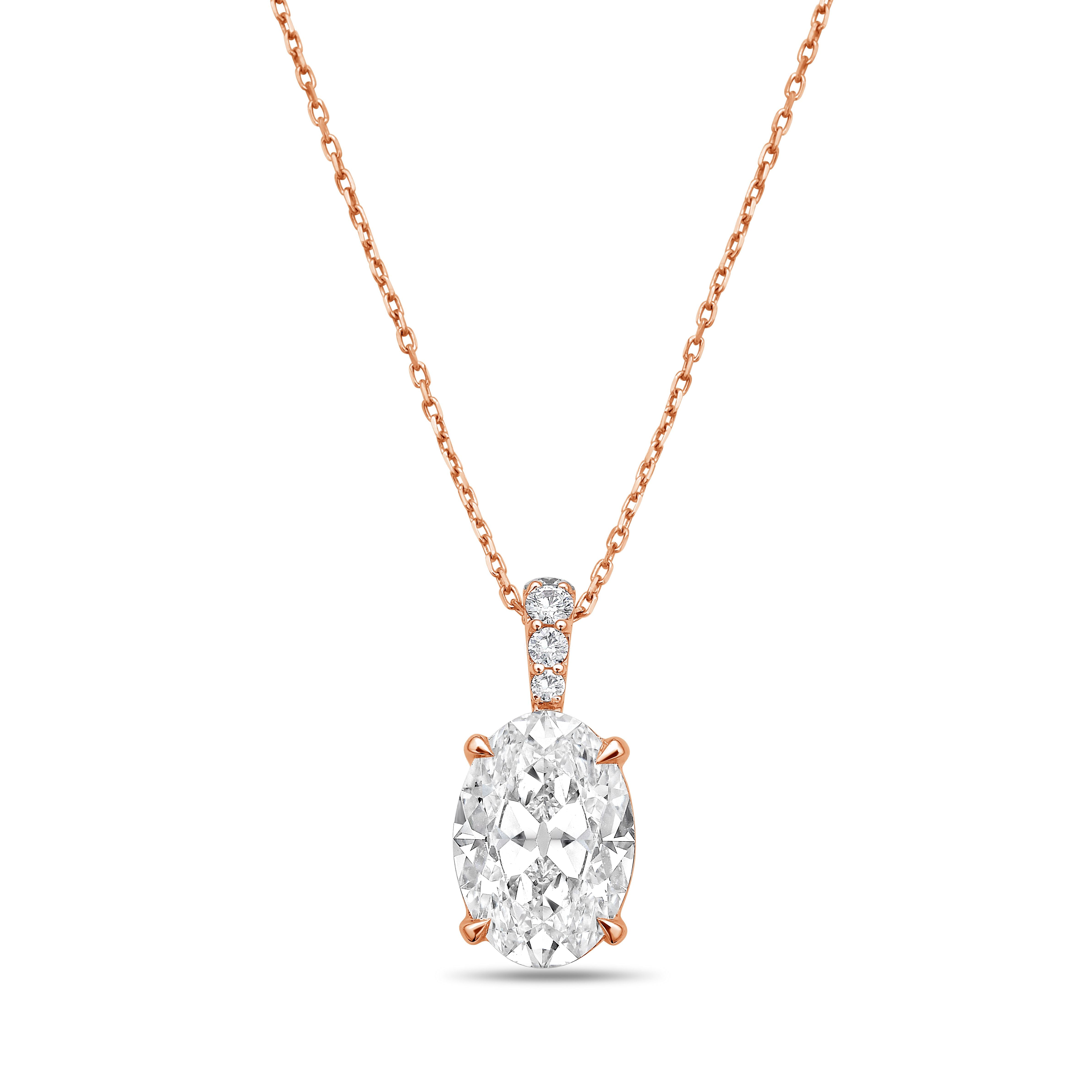 oval diamond solitaire necklace