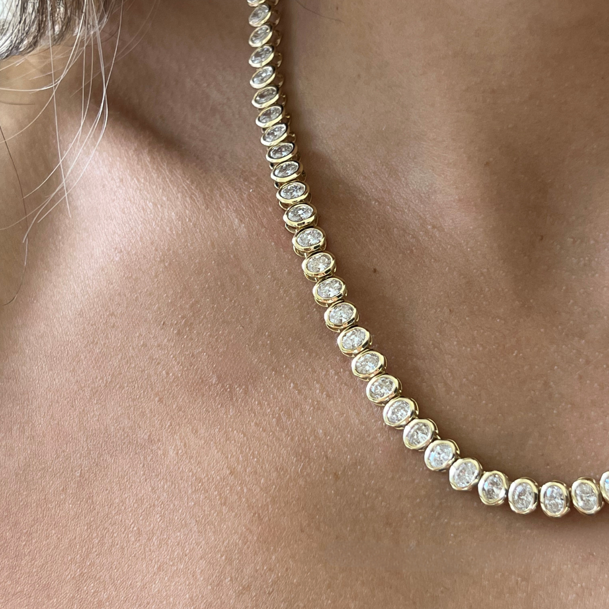 oval diamond tennis necklace